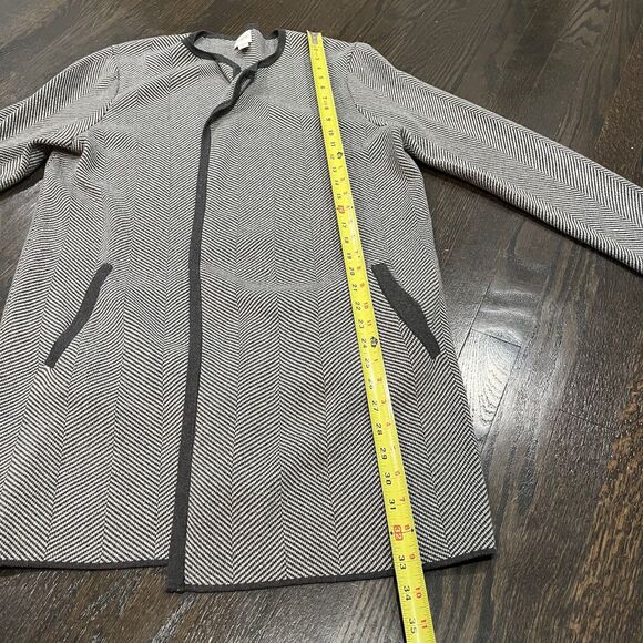 J Crew Vanessa Sweater Jacket Women’s Medium Black Herringbone Open Cardigan - Picture 6 of 7